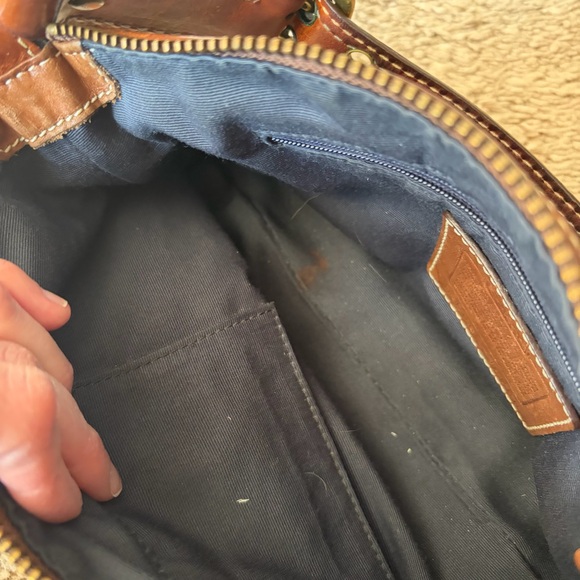 Vintage Coach Denim & Leather Blue Patchwork Pochette Shoulder Hobo Purse - Picture 10 of 16